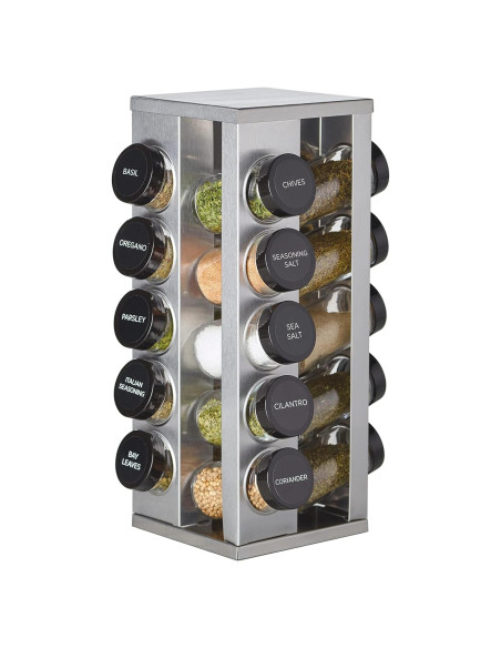 Organizador de especias Kamenstein 20 frascos acero inoxidable Organizador de especias Kamenstein 20 frascos acero inoxidable