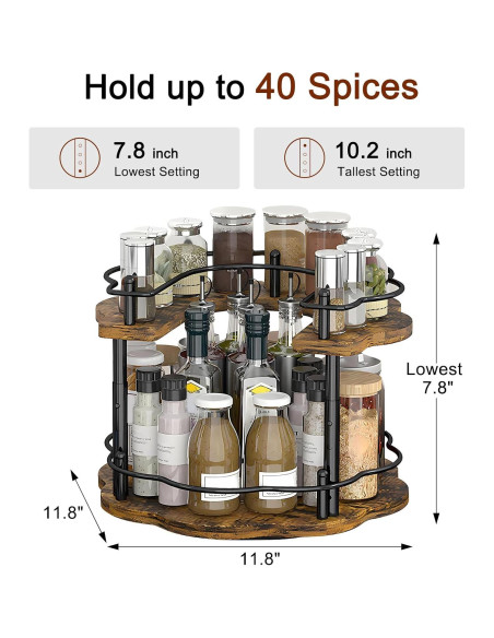 Organizador de especias Yolispa Lazy Susan 2 niveles 20-26 cm Organizador de especias Yolispa Lazy Susan 2 niveles 20-26 cm