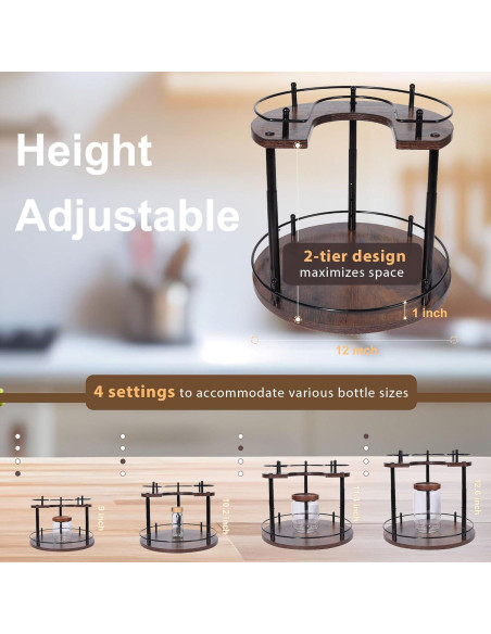 Organizador de especias Lazy Susan Yowikuw 2 niveles 30 cm Organizador de especias Lazy Susan Yowikuw 2 niveles 30 cm