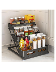 Organizador de especias 3 niveles Ceetug negro ajustable