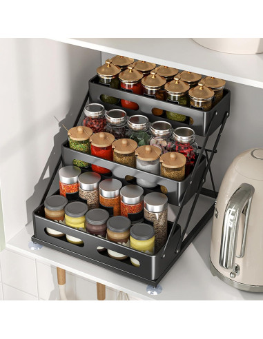 Organizador de especias 3 niveles Ceetug negro ajustable