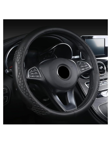 Funda de Volante AUCELI 38cm Cuero Antideslizante Negro
