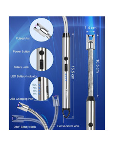 Encendedor Eléctrico Ounil Recargable USB Tipo-C Plata 2