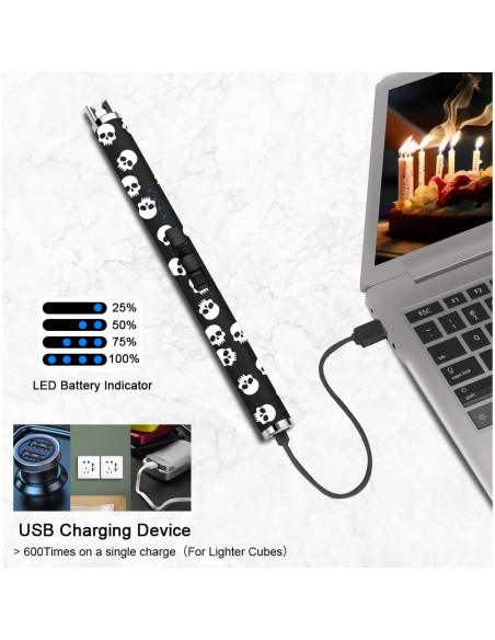 Encendedor Eléctrico SUPRUS USB Tipo C Calavera a Prueba de Viento Encendedor Eléctrico SUPRUS USB Tipo C Calavera a Prueba de Viento