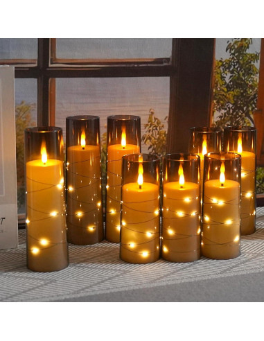 Velas LED sin llama Kakoya 9 Pcs con temporizador Gris
