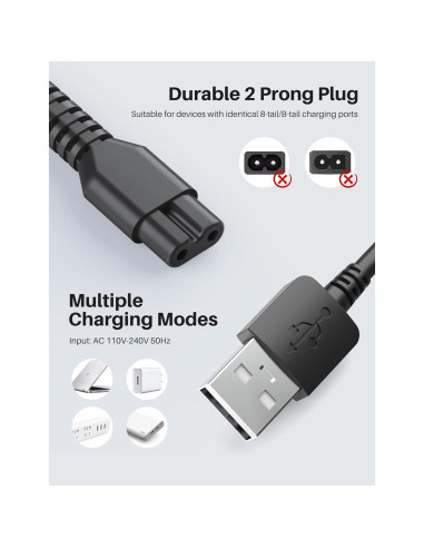 Cable de Carga USB POPCHOSE para Afeitadora SN2268 1.35m
