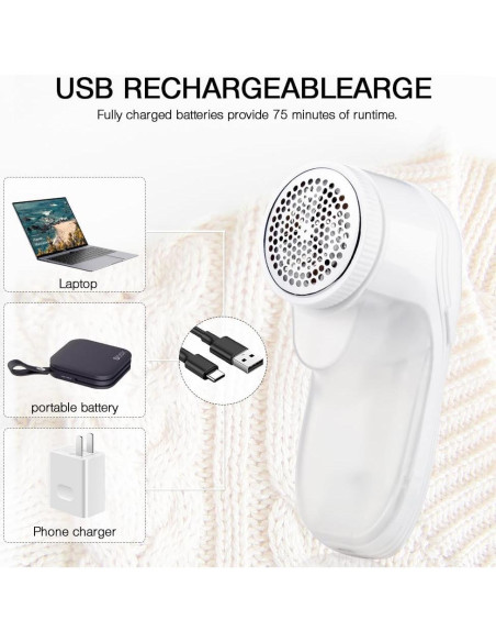 Quitapelusas eléctrico Bubbacare recargable 5W 3 cuchillas Quitapelusas eléctrico Bubbacare recargable 5W 3 cuchillas