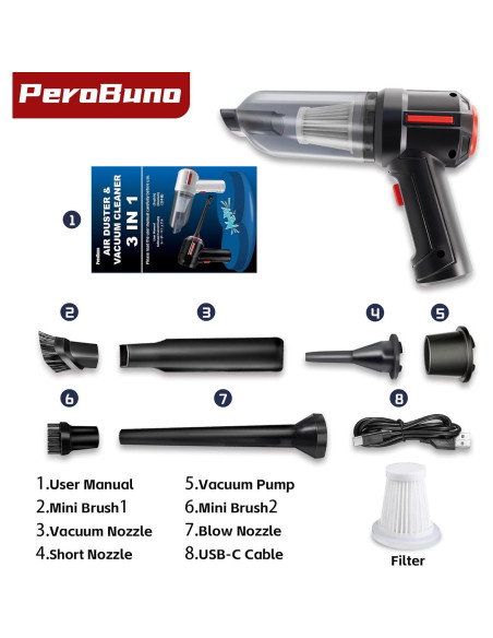 Limpiador de Computadora PeroBuno HL-103 3-en-1 Inalámbrico Limpiador de Computadora PeroBuno HL-103 3-en-1 Inalámbrico
