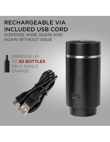 Aerador y dispensador de vino eléctrico Ivation | Recargable, control táctil
