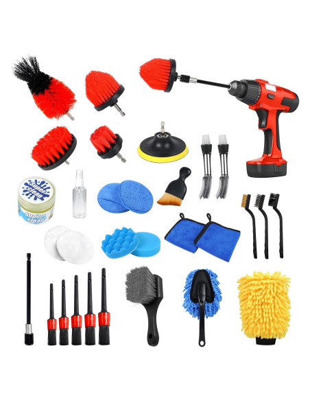 Kit de Cepillos de Limpieza para Automóviles 30 Piezas MIANYINGR Kit de Cepillos de Limpieza para Automóviles 30 Piezas MIANYINGR