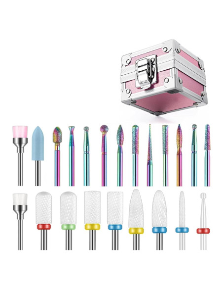 Set de 21 Brocas para Uñas Depvko con Estuche Rosa Set de 21 Brocas para Uñas Depvko con Estuche Rosa