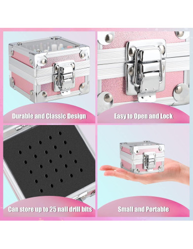 Set de 21 Brocas para Uñas Depvko con Estuche Rosa