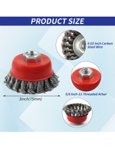 Paquete de 3 cepillos de alambre WENORA 10 cm para amoladora 2