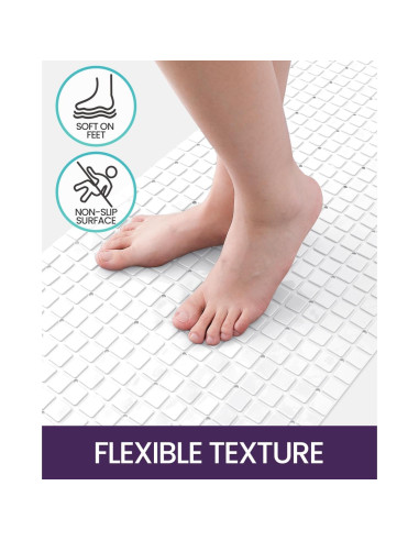Alfombrilla de Baño Antideslizante DEXI 100x40 cm Blanca