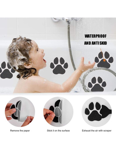 Pegatinas Antideslizantes Secopad 20 PCS para Baño Negro