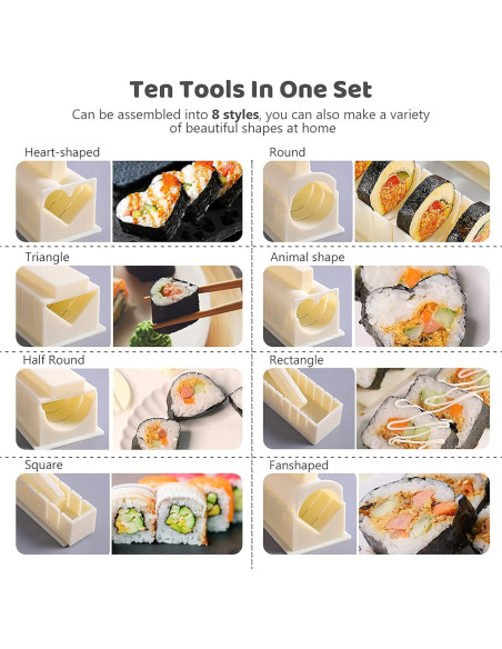 Kit de Hacer Sushi HI NINGER 12 Piezas Molde Corazón Kit de Hacer Sushi HI NINGER 12 Piezas Molde Corazón