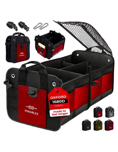 Organizador de Maletero DURABLEZ Rojo Plegable con Red Cubridora