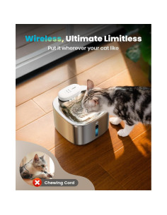 Fuente de Agua Inalámbrica para Gatos Oneisall 3.5L Acero Inoxidable 2