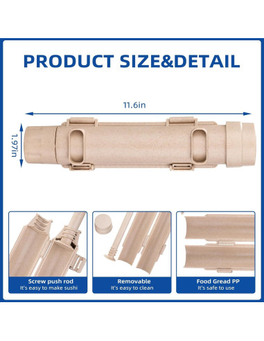 Fabricante de Sushi FrZslpka Bazooka Antiadherente Beige