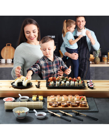 Kit de Hacer Sushi CraftZee - 41 Piezas, Incluye Rodillo y Moldes