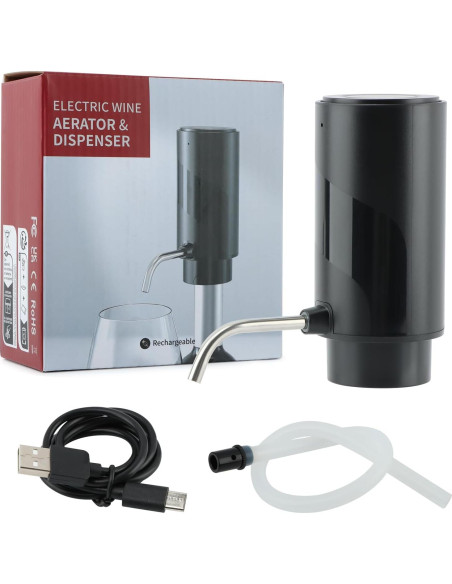 Dispensador de Vino Eléctrico Ranjaner Recargable USB 12cm Dispensador de Vino Eléctrico Ranjaner Recargable USB 12cm