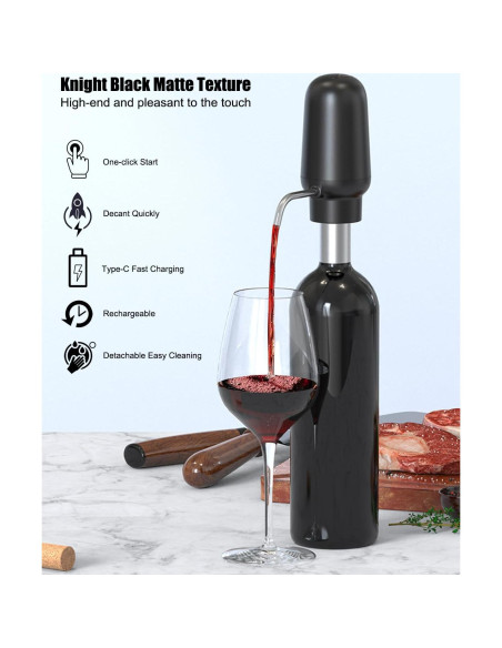 Vertedor de Vino Eléctrico DERGUAM con Aerador y Tapones Vertedor de Vino Eléctrico DERGUAM con Aerador y Tapones