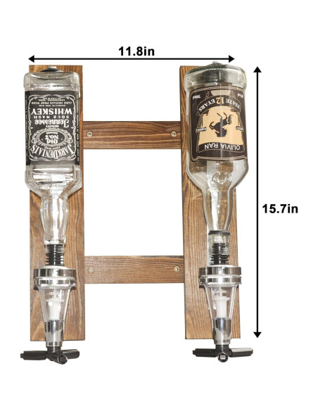 Dispensador de licor pared Gesonlinka 2 botellas madera Dispensador de licor pared Gesonlinka 2 botellas madera