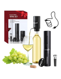 Juego de Vino Eléctrico GENIEX 4 en 1 - Abridor y Dispensador