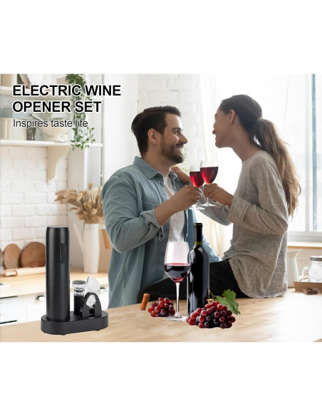Juego de abridor de vino eléctrico Exptolii 5 en 1 recargable Juego de abridor de vino eléctrico Exptolii 5 en 1 recargable