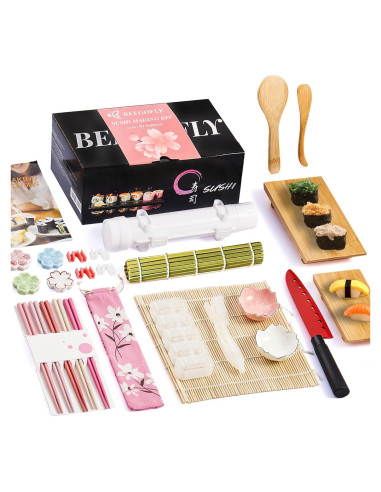 Kit de Sushi Beegofly 27 en 1 con Plato de Bambú y Cuchillo