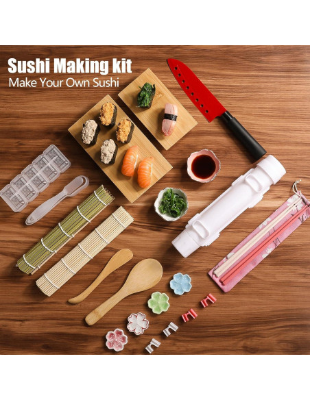Kit de Sushi Beegofly 27 en 1 con Plato de Bambú y Cuchillo Kit de Sushi Beegofly 27 en 1 con Plato de Bambú y Cuchillo