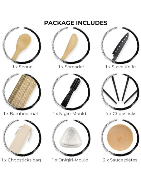 Kit de Sushi Profesional Cassary 17 Piezas con Esterilla Kit de Sushi Profesional Cassary 17 Piezas con Esterilla