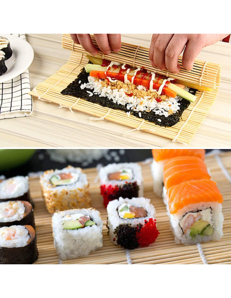 Estera de Sushi FUNGYAND de Bambú Natural 24 cm - 2 Pcs Estera de Sushi FUNGYAND de Bambú Natural 24 cm - 2 Pcs