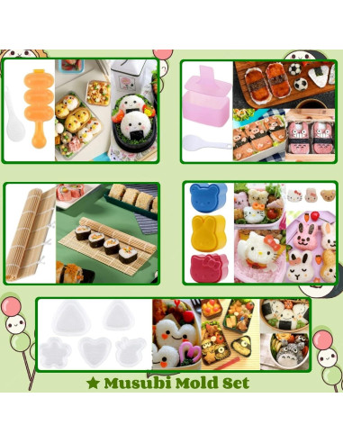 Juego de Moldes para Onigiri Gpurplebud - 13 Piezas