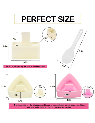 Juego de Moldes para Onigiri YONGJUNG 3 Piezas Rosa Beige