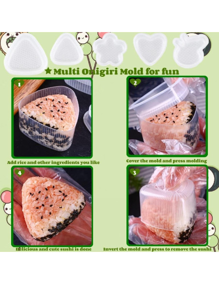 Juego de Moldes para Onigiri Gpurplebud - 13 Piezas Juego de Moldes para Onigiri Gpurplebud - 13 Piezas