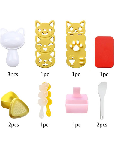 Moldes de Arroz en Forma de Gato BANBALLON - 12 Piezas