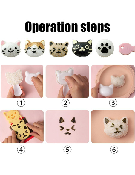 Moldes de Arroz en Forma de Gato BANBALLON - 12 Piezas Moldes de Arroz en Forma de Gato BANBALLON - 12 Piezas