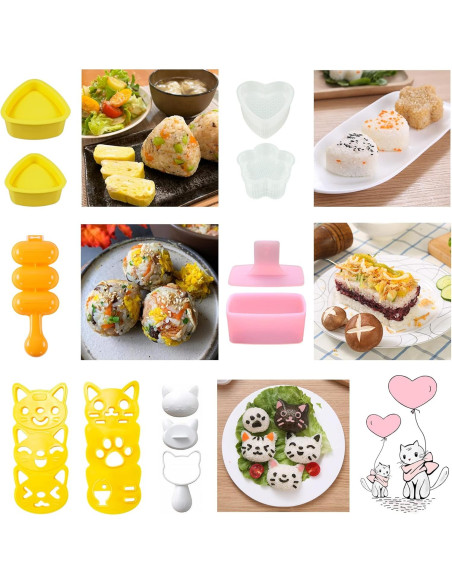 Molde de Sushi Gato Banballon 11 Piezas Multicolor Molde de Sushi Gato Banballon 11 Piezas Multicolor