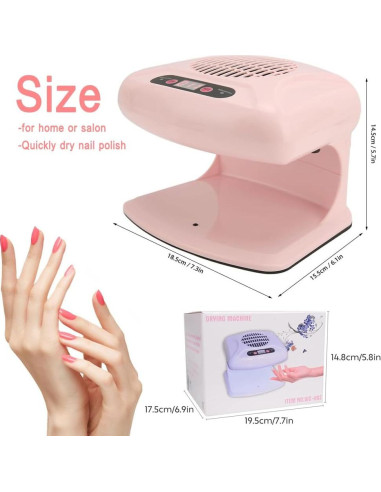 Secador de Uñas Wanyi 300W Rosa Automático Aire Frío y Caliente