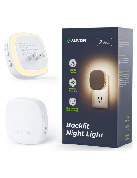 AUVON Luz Nocturna LED con Sensor de Movimiento 2 Pzas AUVON Luz Nocturna LED con Sensor de Movimiento 2 Pzas