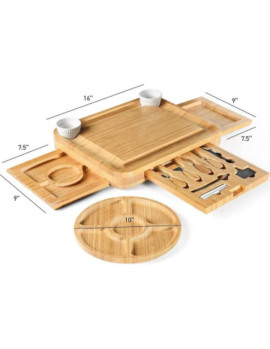 Juego de Tablas de Charcutería Bambú HOME IT 19 Piezas