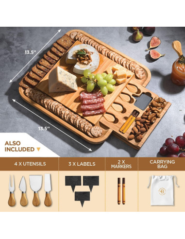 Juego de Tabla de Charcutería Bambüsi con Cajón Oculto