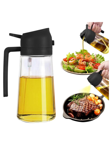 Dispensador de aceite 2 en 1 SweeHo 470ml vidrio negro Dispensador de aceite 2 en 1 SweeHo 470ml vidrio negro