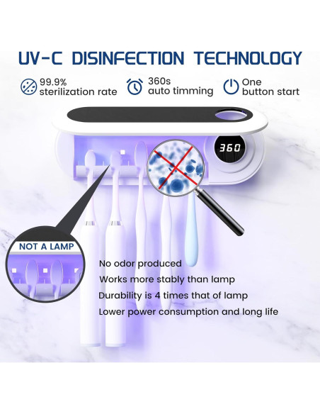 Soporte para Cepillos de Dientes MIMORE, 5 Ranuras, Temporizador Soporte para Cepillos de Dientes MIMORE, 5 Ranuras, Temporizador