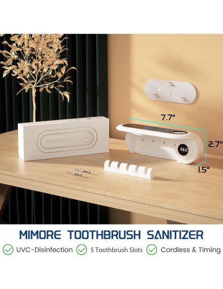 Soporte para Cepillos de Dientes MIMORE, 5 Ranuras, Temporizador Soporte para Cepillos de Dientes MIMORE, 5 Ranuras, Temporizador