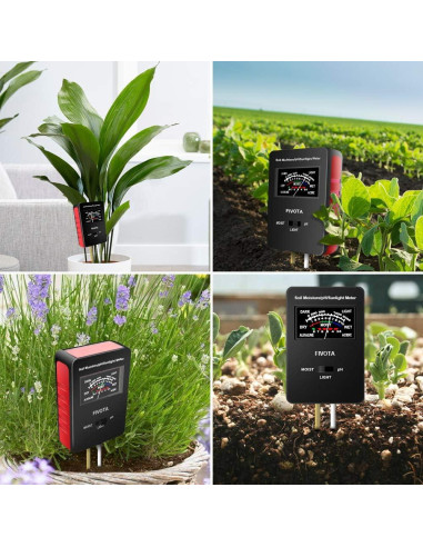Medidor de pH del Suelo Fivota FV03 3 en 1 con Pantalla Grande