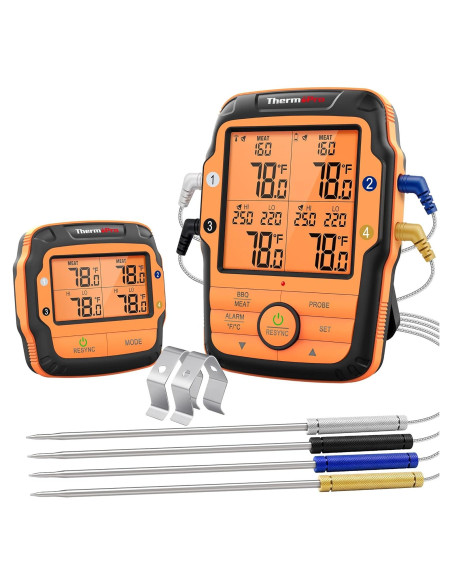 Termómetro Digital Inalámbrico ThermoPro TP27 4 Sondas 500FT Termómetro Digital Inalámbrico ThermoPro TP27 4 Sondas 500FT