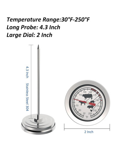 Termómetro de Carne KT THERMO 6,35 cm para Horno y Parrilla