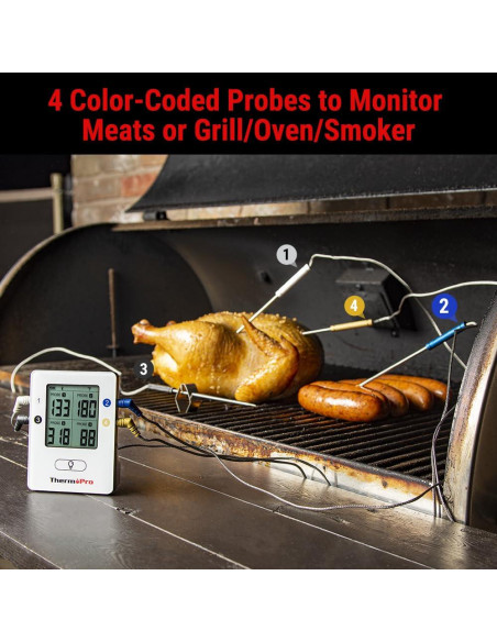 Termómetro de carne inalámbrico ThermoPro TP25 198m 4 sondas Termómetro de carne inalámbrico ThermoPro TP25 198m 4 sondas